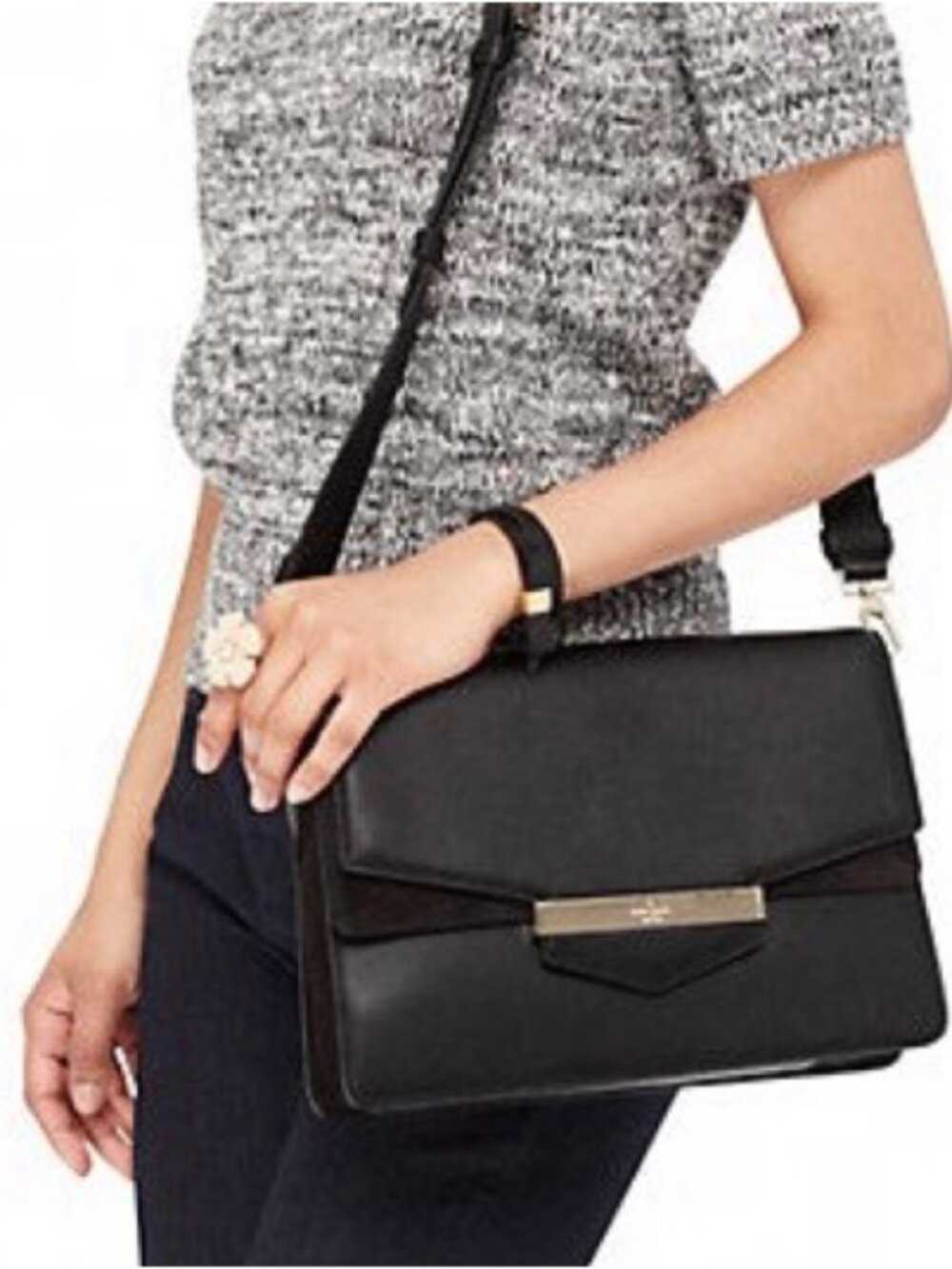 Kate Spade Carmel Court Kaela Shoulder Bag Black Leather Suede NWT